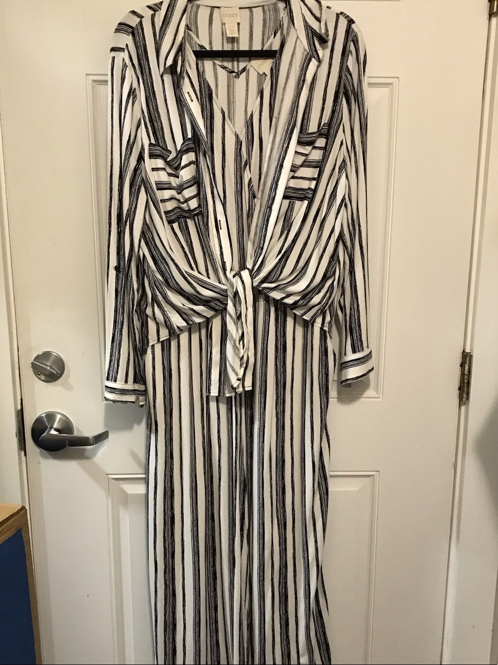 Chico's Black & White Striped 2 Piece  Jumpsuit